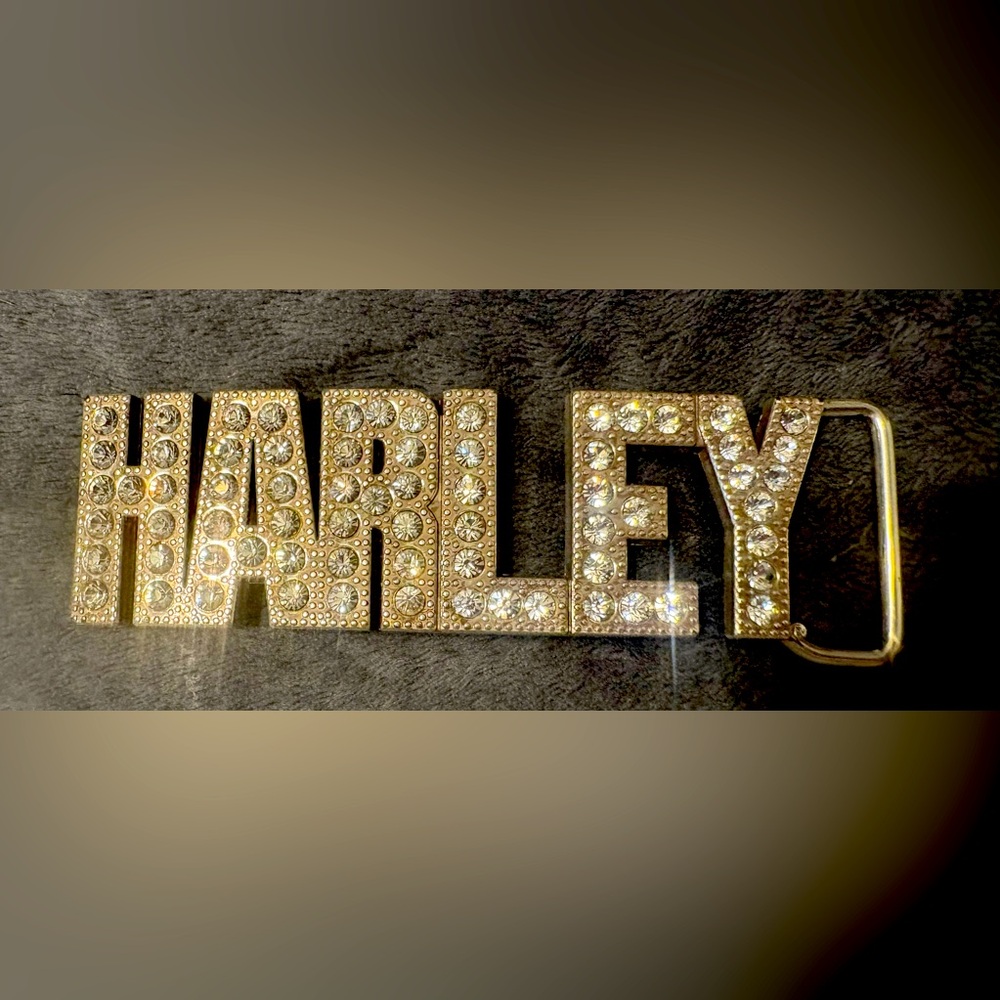 Gold and Silver Rhinestone HARLEY DAVIDSON Belt Buckle